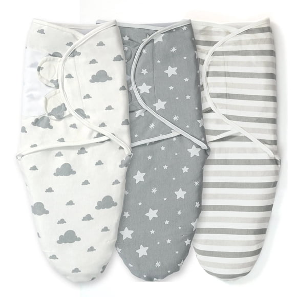 IR Imperial Rooms 3 Piece Newborn Baby Swaddle Wrap Blanket Sleep Sack 0-3 Months for Grey Unisex