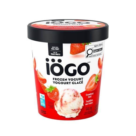 IÖGO Yogourt glacé Tourbillon aux fraises, vanille avec tourbillon de fruits 946 ml