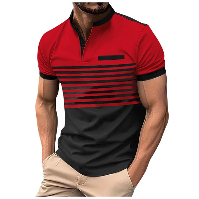 SHIXIAOO Men's Leisure Fashion Design Lapel Button Short Sleeve Tops Boy Apparel Mens Athletic Short Sleeve