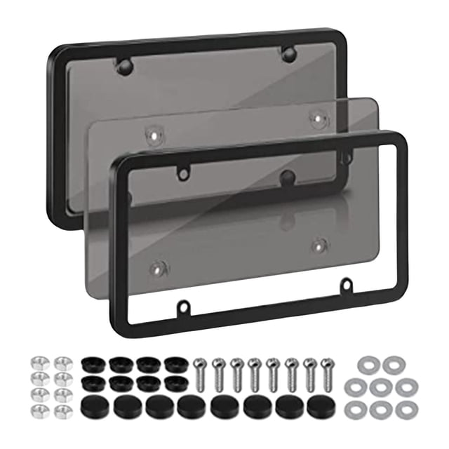 Universal Frame Cover, Holder, Car Plate Frame, Number Plate with Screws for Front and Rear Car Tags Truck Vehicles , Black