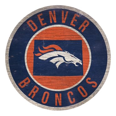 Enseigne Denver Broncos en Bois 12 Pouces Ronde Design État