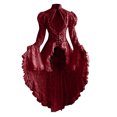 thumbnail image 2 of EGNMCR Robes de Fête pour Femmes Robe Rétro pour Femmes en Dentelle Patchwork à Col Montant, Manches Évasées, Coupe Ajustée, 2 of 4