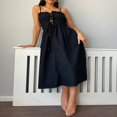 thumbnail image 3 of Robe Nuisette d'Été pour Femmes, Couleur Unie, devant à Nouer, Robe Midi Froncée, 3 of 9