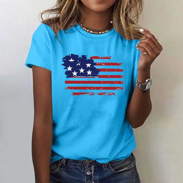 SMihono Hauts pour Femmes Été Décontracté Chic Femmes Décontracté Été Imprimé Manches Courtes Col Rond T-Shirt Ample Blouse Hauts T-Shirt Oversize pour Femmes 2023