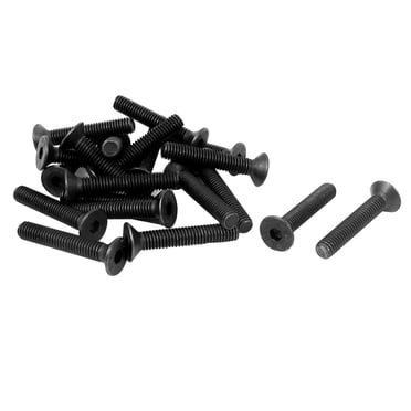 Unique Bargains M6 x 35mm Vis à Tête Plate à Enfoncement Métrique pour Douille Hexagonale Noir 20 Pcs