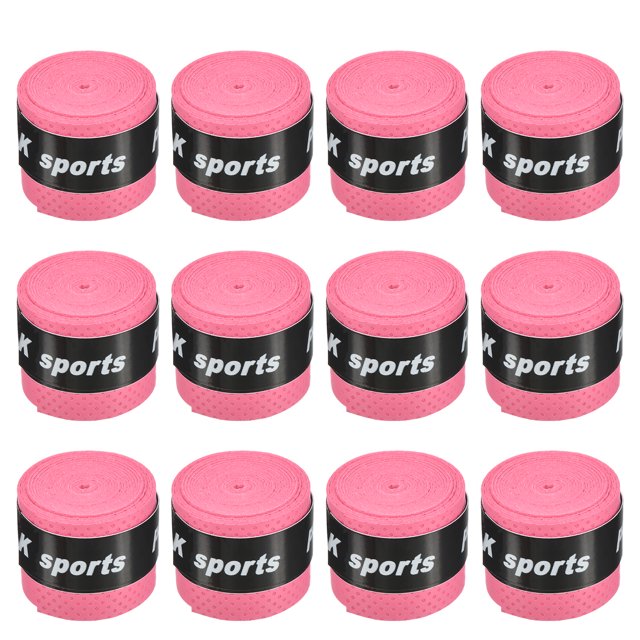 Unique Bargains 43.3' Round Groove Non-Slip PU Tennis Racket Overgrip Tape Wraps Red 12 Pack