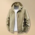 thumbnail image 2 of Sentmoon Men's Winter Coat Solid Color Long Sleeve Hooded Neck Winter Jacket Men Oversized Zipper Windbreaker Waterproof Men Clothes with Pockets Fall Stylish for Walking and Daily Khaki XXXXXL, 2 of 9