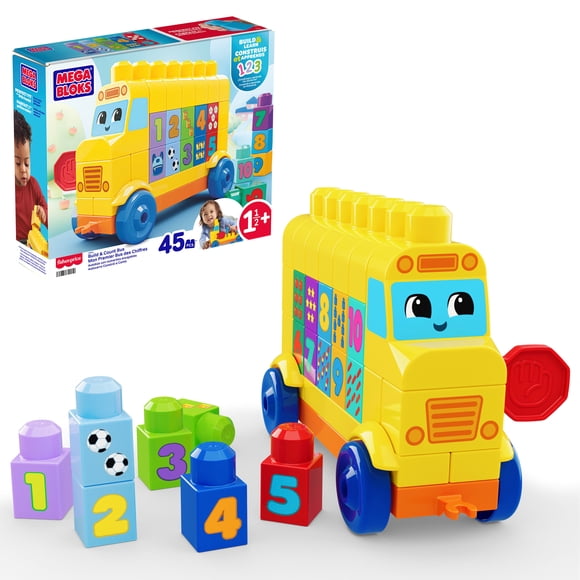 MEGA BLOKS First Builders Build & Count Bus Block Toy (45 Pieces) for Toddler