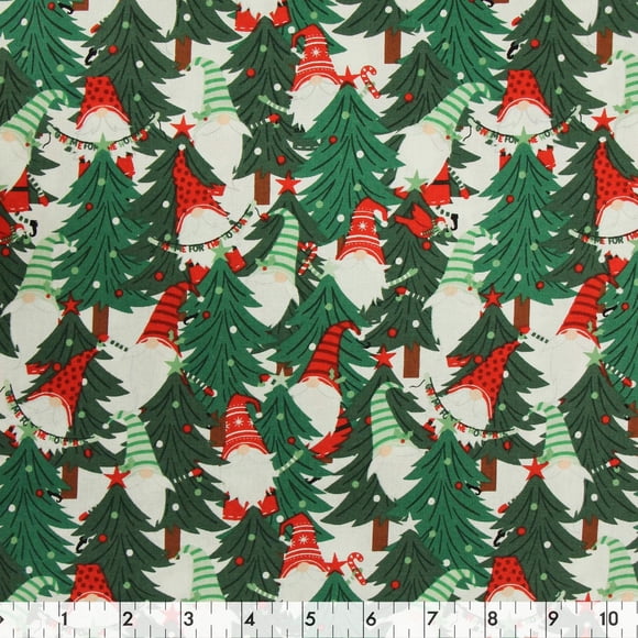 Fabric Creations Green Gnome For The Holiday Cotton Fabric by the Metre
