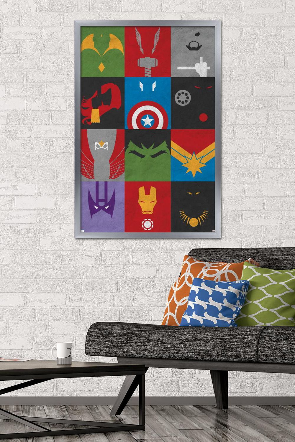 Marvel Comics - Avengers Minimalist Grid Wall Poster, 14.725" x 22.375" Framed