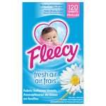 Fleecy Dryer Sheets, Fabric Softener, Fresh Air Scent, 120 Sheets