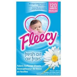 Fleecy Feuilles de sécheuse, assouplissant les tissus, frais Air Scent, 120 Feuilles