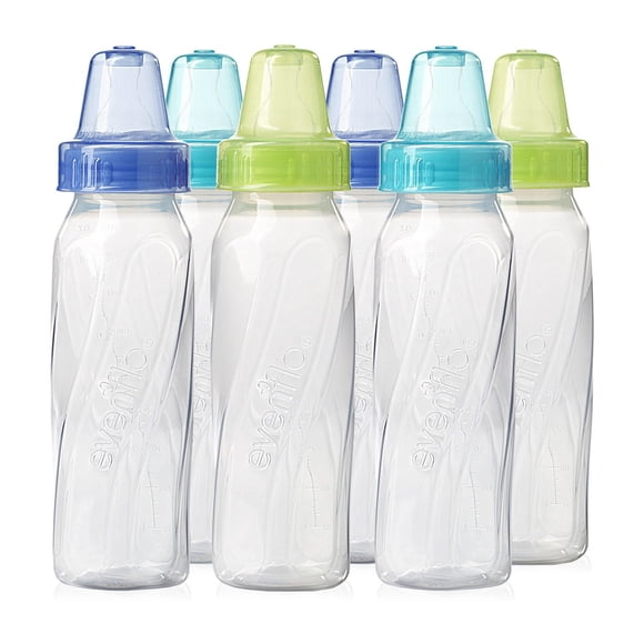 Evenflo Classic Baby Bottles, 6x8oz Bottles (Teal/Green/Blue)