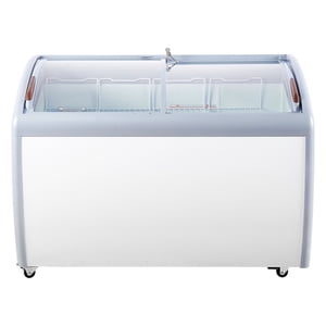 KFFKFF Présentation professionnelle de crème glacée, 12.8 Congélateur de rangement de pieds cubiques, congelateur transparent portable, armoire de service de sorbet de l'établissement à manger, en blanc