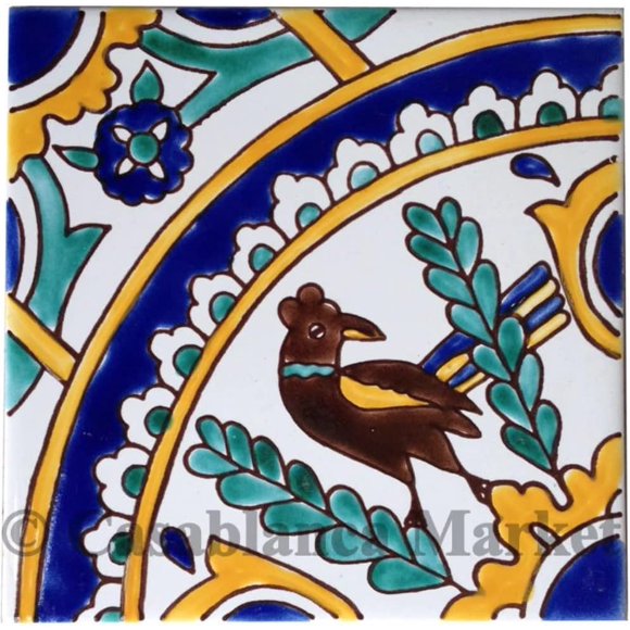 Casablanca Market MT034 Mediterranean Ceramic Carthage Mosaic Tile, Blue/Yellow