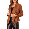 thumbnail image 1 of INSPIRE CHIC Veste en Faux Suède pour Femme à Manches Longues, devant Drapé, Vestes de Moto, 1 of 6