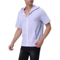thumbnail image 4 of INSPIRE CHIC Men's Short Sleeve Hoodies Solid Color Zip Up Jackets with Hood 2XL Light Purple, 4 of 7