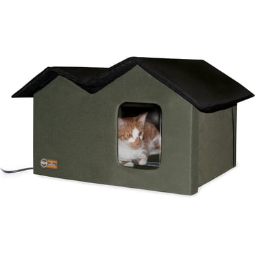 K&H Outdoor Heated Kitty House Extra-Wise Olive Green