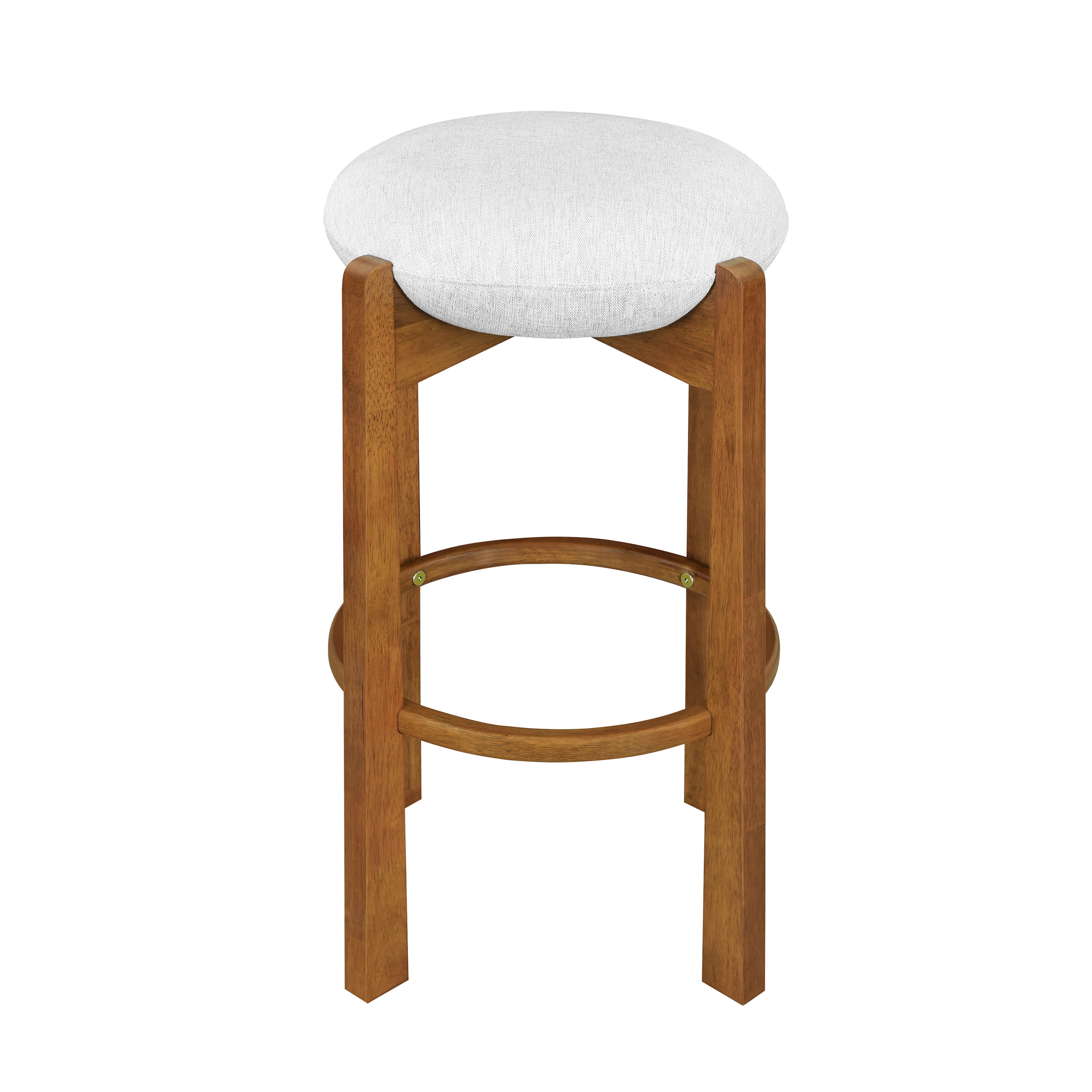 Ensemble de 4 tabourets de bar ronds Tara de Noble House, coussin rembourré ivoire, noyer et ivoire
