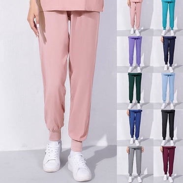 CEHVOM Scrubs Pants for Women Joggers On Clearance,Nurse Uniform Pants for Women,Casual Loose Bunched Feet Solid Scrubs Pants Joggers,Nurse Straight Legged Pants Women Scrubs