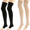 thumbnail image 2 of 1 Pair Open Toe Knee-High Medical Compression Stockings Varicose Veins Stocking Unisex Compression Brace Wrap Shaping 18-21mm nude 2, 2 of 6