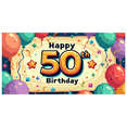 thumbnail image 2 of Happy 50 Birthday Themed Background Decorations with Balloons Stars and Streamers Backdrop Banner for Birthday Party Celebrations Photography Props and Home Decor, 2 of 4