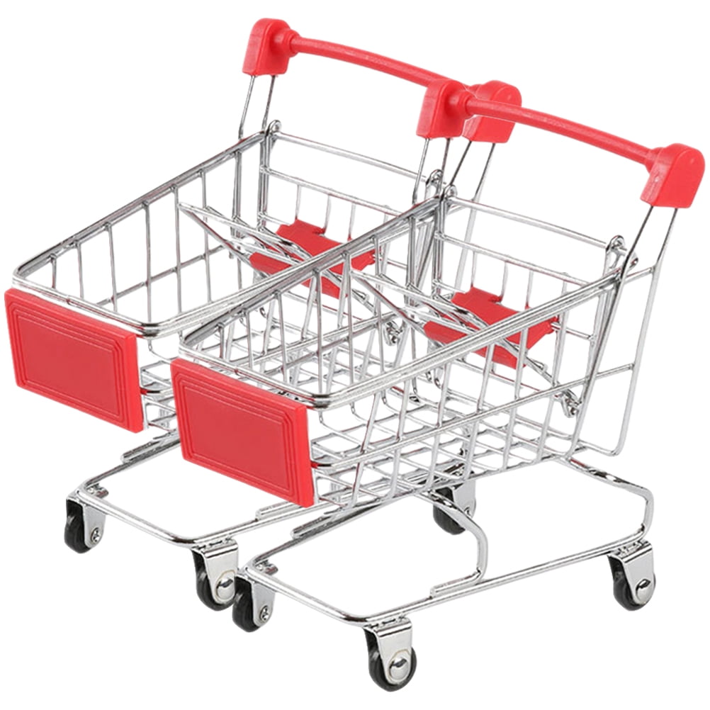 Miangastore 2 Pcs Mini Chariot de Magasinage Jouets Chariot de Simulation Drôle Paniers de Rangement pour Bricoles