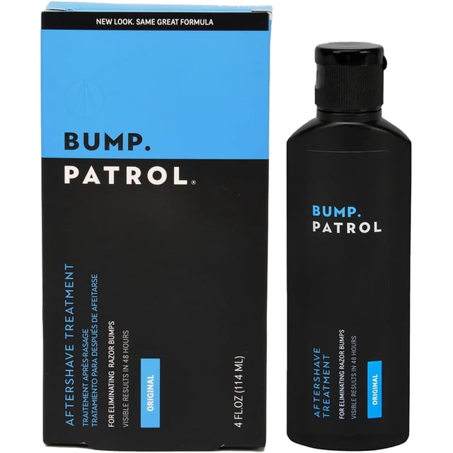 Bump Patrol Originale Bump Formule après-Rasage Sérum de Traitement, Bouteille de 4 Onces et Emballage. Idéal pour le Soin des Hommes, Cet après-Rasage Prévient les Bosses du Rasoir et les Poils Incarnés. Formule Légère, Non Grasse, Convient à Tous les types de Peau avec des Résultats Visibles en 48 Heures.