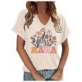 thumbnail image 1 of Hauts d'Été pour Femmes Manches Courtes Chemises Imprimées Décontractées Boutonnées Col Rond Blouses de Travail T-Shirts pour Femmes C L, 1 of 3