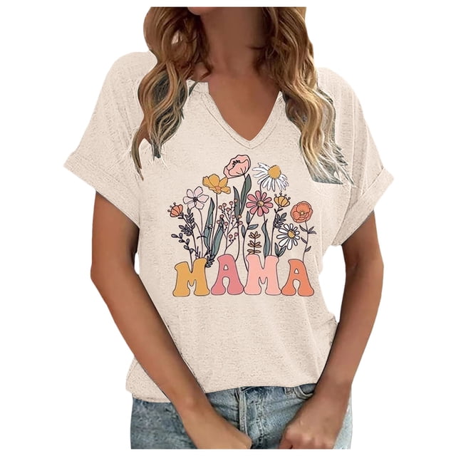 Hauts d'Été pour Femmes Manches Courtes Chemises Imprimées Décontractées Boutonnées Col Rond Blouses de Travail T-Shirts pour Femmes C L