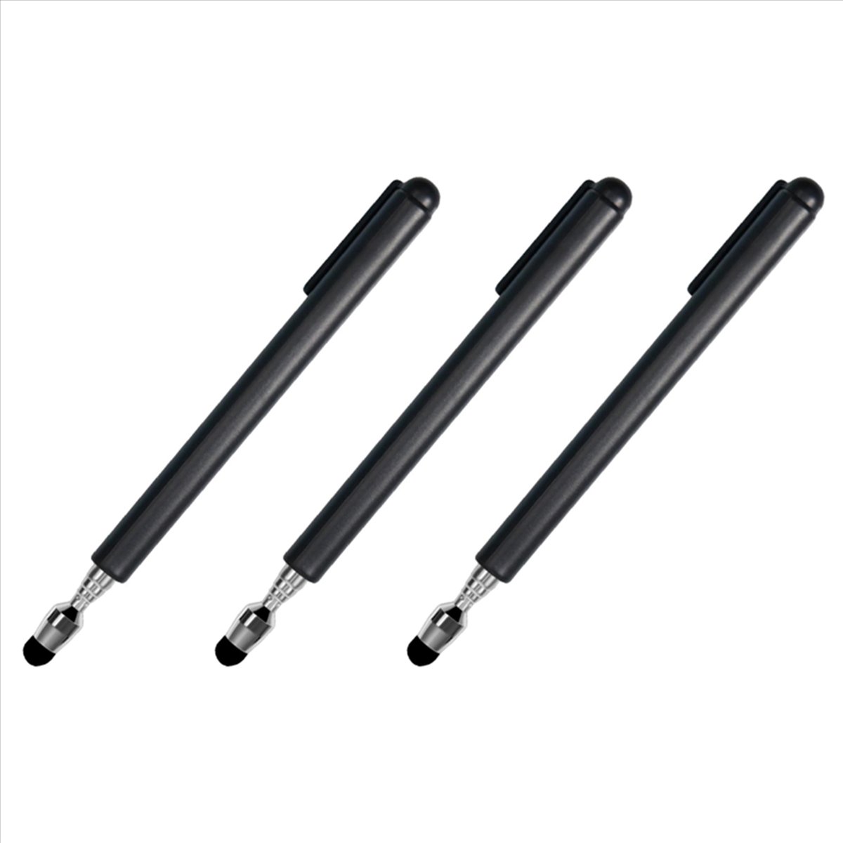 3X Universal Telescopic Stylus Pen for Touch Screens,Retractable Pointer Stick& Stylus with Special Flocking Tip (Black),3 x Stylus Pen,Black
