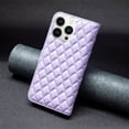 thumbnail image 4 of iPhone 14 Wallet Case Premium Handmade PU Leather Phone Case Card Slots Magnetic Closure Zipper Pocket Kickstand Flip Case with Hand Strap for iPhone 14 - Purple, 4 of 5