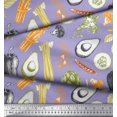 thumbnail image 2 of Soimoi Blue Cotton Poplin Fabric Mixed Vegetable Printed Fabric 1 Yard 56 Inch Wide, 2 of 3