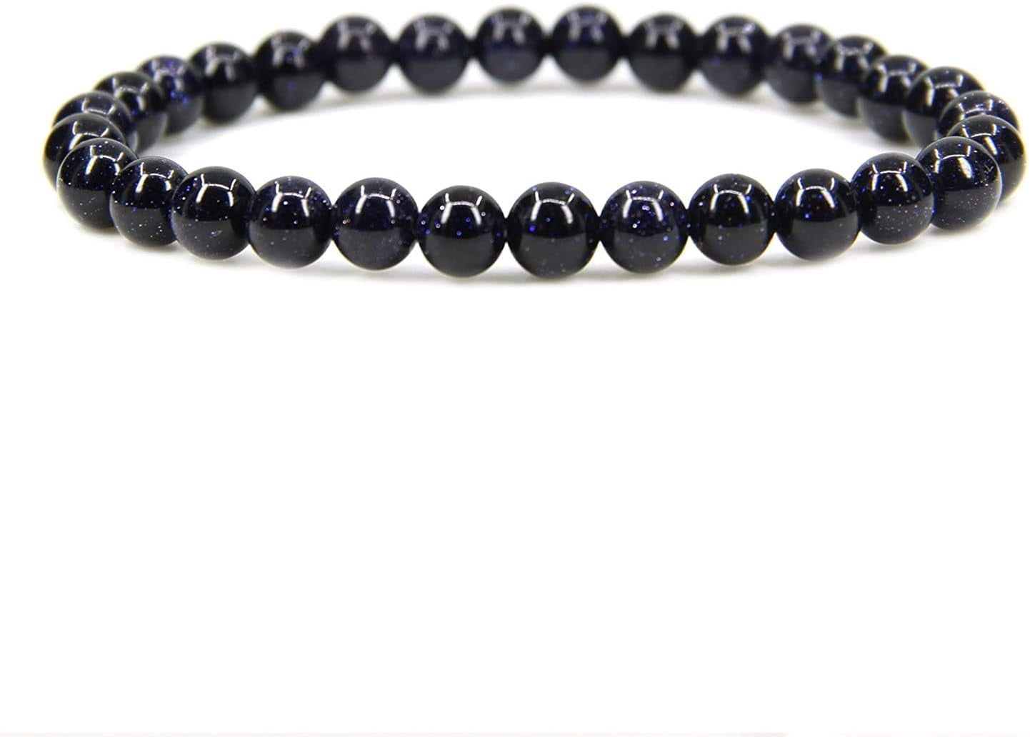Synthetic Blue Sandstone Gemstone 6mm Round Beads Stretch Bracelet 7" Unisex