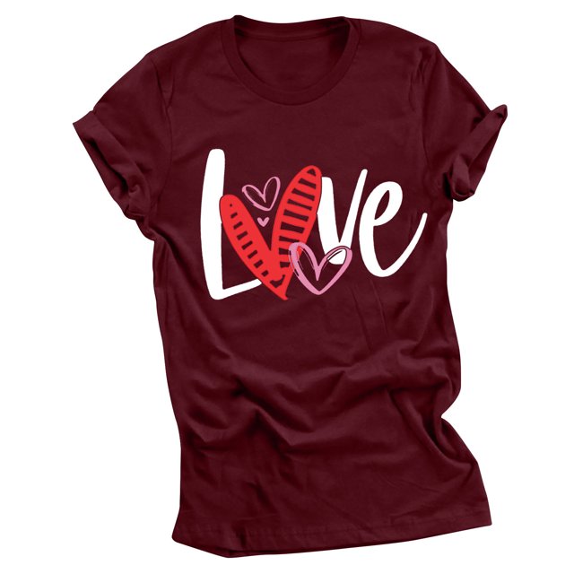 Birdeem Women Valentines Day Print T- Fashion Comfortable Female Blouses Tops
