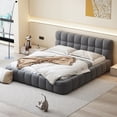 thumbnail image 1 of Noble House Queen Upholstered Platform Bed,Thick Linen Fabric Solid MDF Frame,Gray, 1 of 10