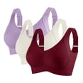 thumbnail image 1 of 3pc Seamless Bras for Women Push up Wireless Ribbed Full Support Sports Bralettes Adjustable Strap Plus Size Solid Colour Bra Ladies Underwire Sports Bra Wine XL, 1 of 8