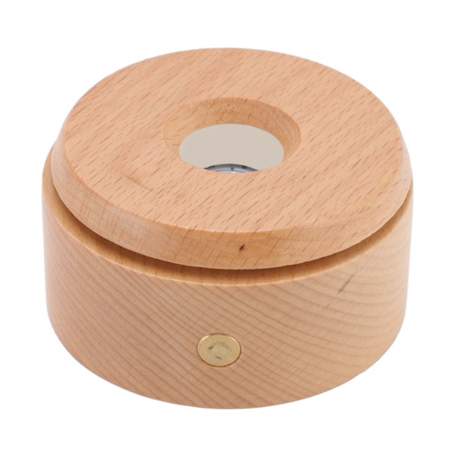 Loewten Wood Light Display Base,Wooden LED Display Base Rotatable Multi Mode Wood Light Display Base Touch Dimming Crystal 3D Art Display Stand,Wood LED Light Display Base