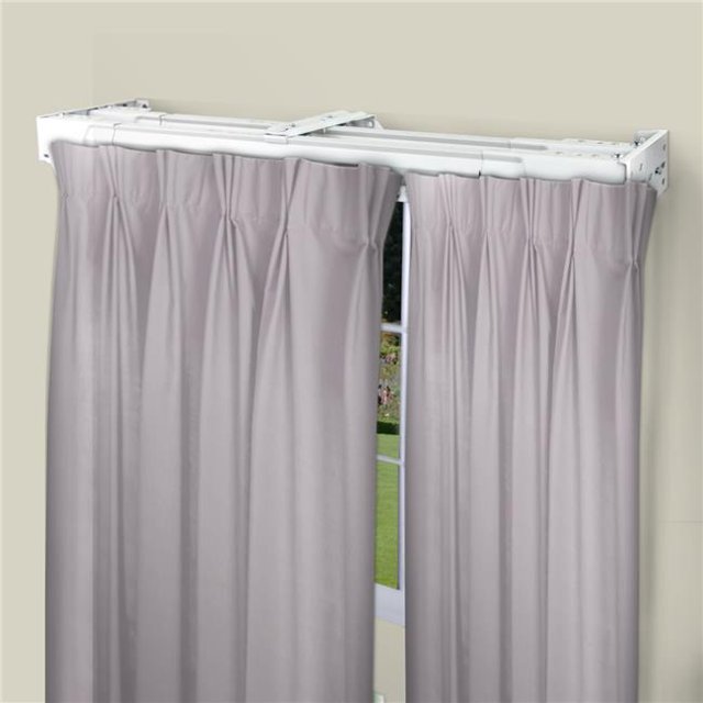 Central Design 3211-301 Tringle Double Traversée Robuste avec Ouverture Centrale de 30 à 48 Pouces, Blanc