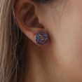 thumbnail image 4 of Trayknick 1 Paire de Clou d'Oreille Décoratif en Acier Inoxydable Coloré Forme Ronde Strass Clou d'Oreille pour Cadeau Bleu Lac Profond, 4 of 13