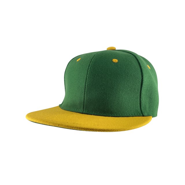 Top Headwear Flat Bill Adjustable Snapback Cap - Green/Yellow