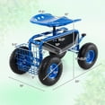thumbnail image 3 of Gymax Cart Wagon Rolling Work Seat w/ Tool Tray Basket Planting Patio Blue, 3 of 9