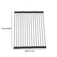 thumbnail image 3 of Dish Drying Rack 14.5" x 11.4", Over Sink Roll Up Large Dish Drainers Rack, Multipurpose Foldable Kitchen Sink Rack Mat Stainless Steel with Silicone Rims for Dishes, Cups, Fruits Vegetables, 3 of 7