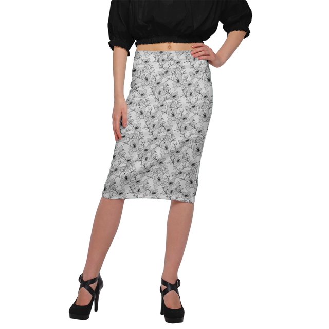 Moomaya Jupe Imprimée Longueur Genou pour Femmes Grande Taille Jupe en Poly Spandex