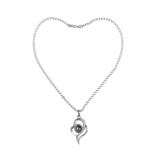 Collier Pendentif Projection Forme Creuse 100 Langues Je t'Aime Cadeau