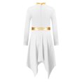 thumbnail image 4 of RUNQHUI Robe de Danse pour Filles Enfants Patchwork Métallique Ourlet Asymétrique Culte Église Blanc 10, 4 of 6