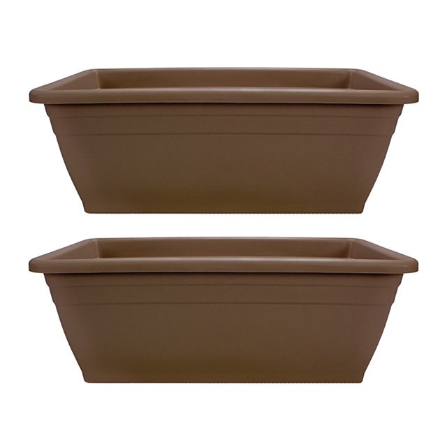 HC Companies Jardinière en Plastique pour Terrasse Extérieure 12 Pouces, Chocolat (2 Pack)