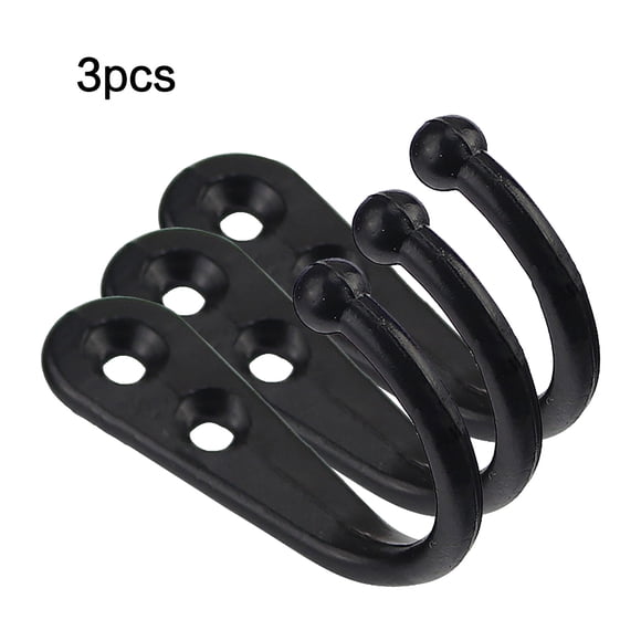 XIPYYKM 3Pc Black Wall Hooks with Screwsand Anchor for Key, Towel, Hat (U Shape) Clearance Hooks