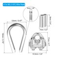 thumbnail image 2 of Unique Bargains 1/16' Wire Rope Kit, 24 Pack M2 Stainless Steel Thimbles Clamps Crimping Loop, 2 of 7