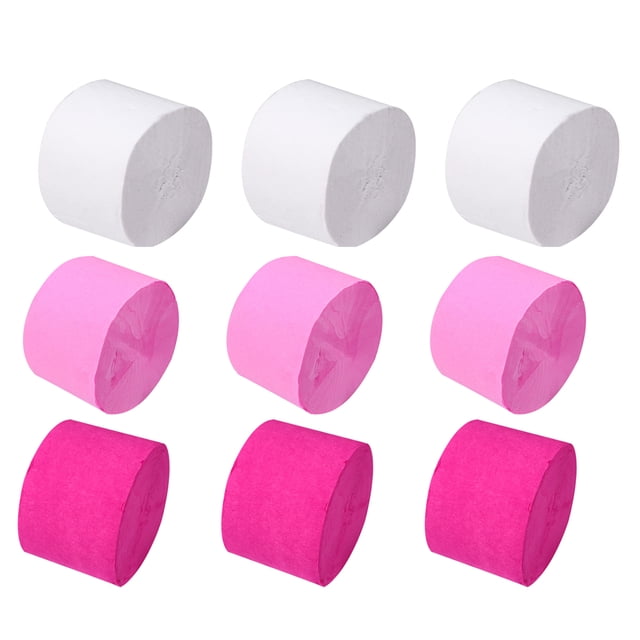 9 Pcs Rouleau de Papier Crêpe Rose Rouge Blanc Décorations en Papier Crêpe Papier Streamer